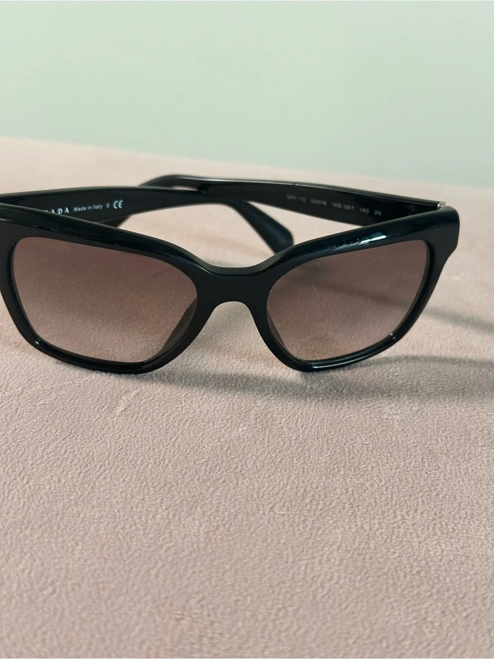 Prada Glossy Black Logo-Embossed Sunglasses - Picture 4 of 8